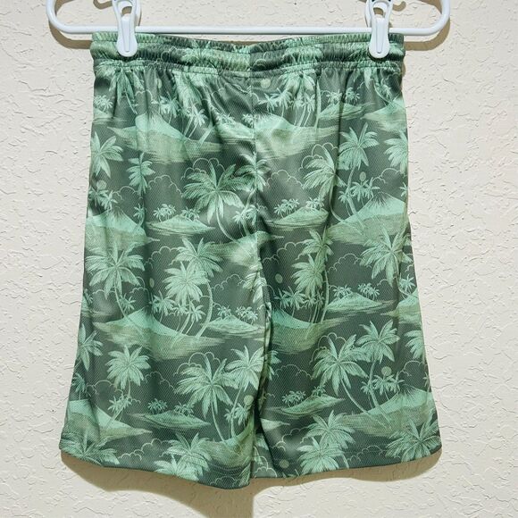 Children's Place Boys Basketball Shorts Palm Trees Beach Green Tropical L 10/12 - Picture 5 of 8